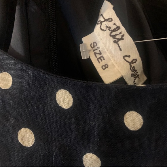 Anthropologie Lilis Closet 100% Linen Blend Polka Dot Fit n Flare Dress - Picture 4 of 11